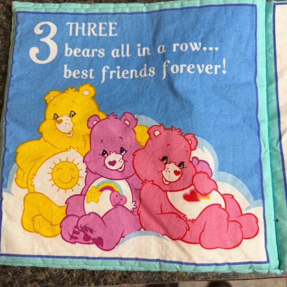 Vintage Care Bears Counting Soft Cloth Book Fabric Toddler Toy Learning 1-10